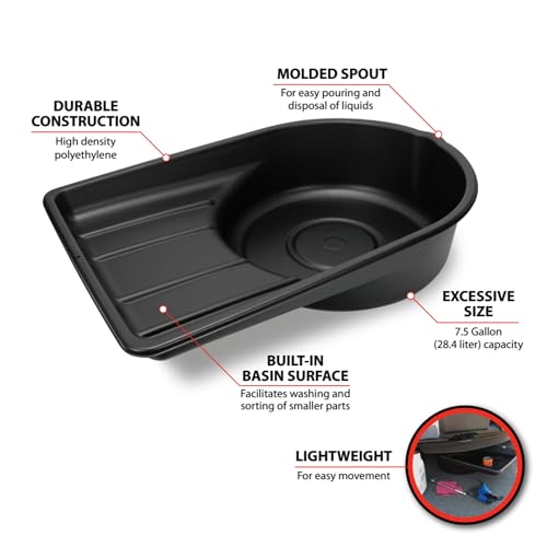 PERFORM TOOL W4072 Performance Tool 7.5 Gallon Polyethylene Oil Drain Tub Engine & Performance