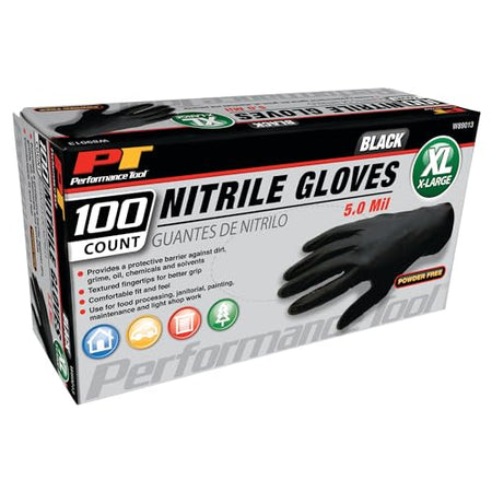 PERFORM TOOL W89013 BLK NITRILE GLOVES 100 XL