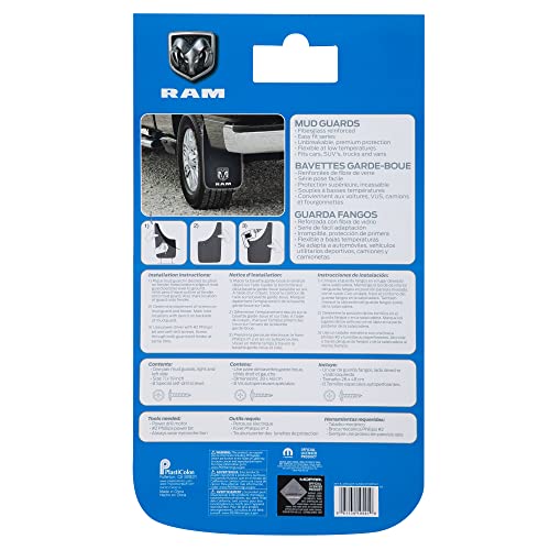 PLASTICOLOR 000509R01 000541R01 RAM Logo Easy Fit Mud Guard 11x19 - Left and Right Set