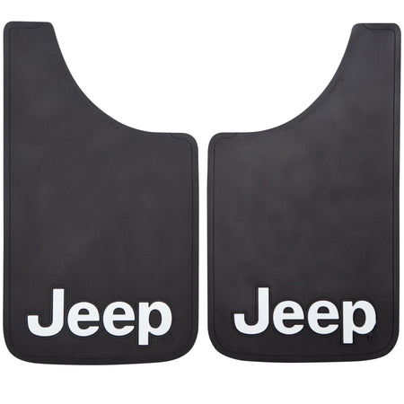 Plasticolor Plasticolor 000541R01 Jeep White Logo 11x19 Easy Fit Mud Guard - Set of 2