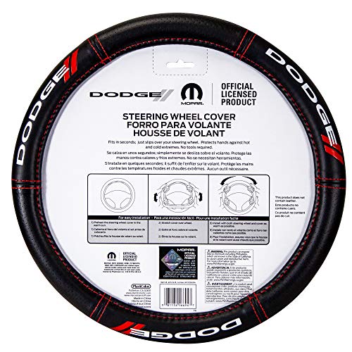 Plasticolor Plasticolor 006694R01 Dodge // Deluxe High Contrast Stitching Premium Steering Wheel Cover for