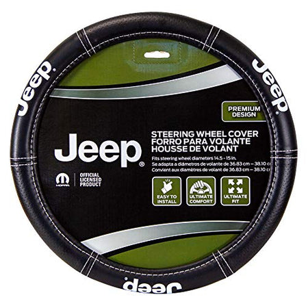 Plasticolor Plasticolor 006695R01 Jeep Deluxe High Contrast Stitching Premium Steering Wheel Cover for Cars,