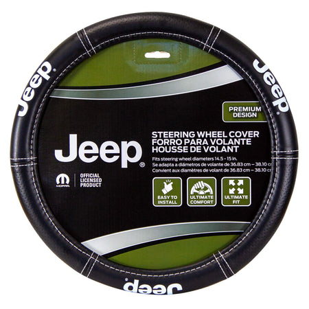 Plasticolor Plasticolor 006695R01 Jeep Deluxe High Contrast Stitching Premium Steering Wheel Cover for Cars,