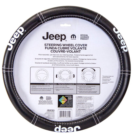 Plasticolor Plasticolor 006695R01 Jeep Deluxe High Contrast Stitching Premium Steering Wheel Cover for Cars,