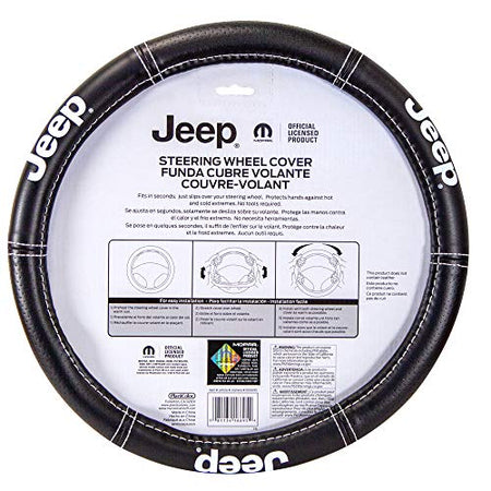 Plasticolor Plasticolor 006695R01 Jeep Deluxe High Contrast Stitching Premium Steering Wheel Cover for Cars,