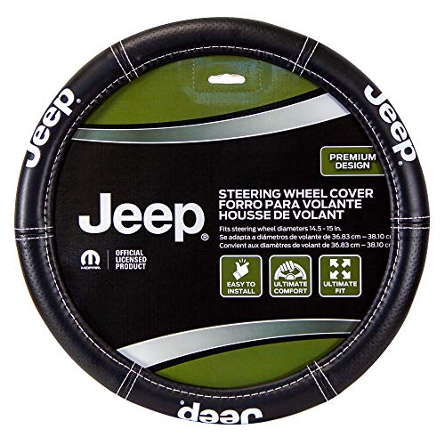 Plasticolor Plasticolor 006695R01 Jeep Deluxe High Contrast Stitching Premium Steering Wheel Cover for Cars,