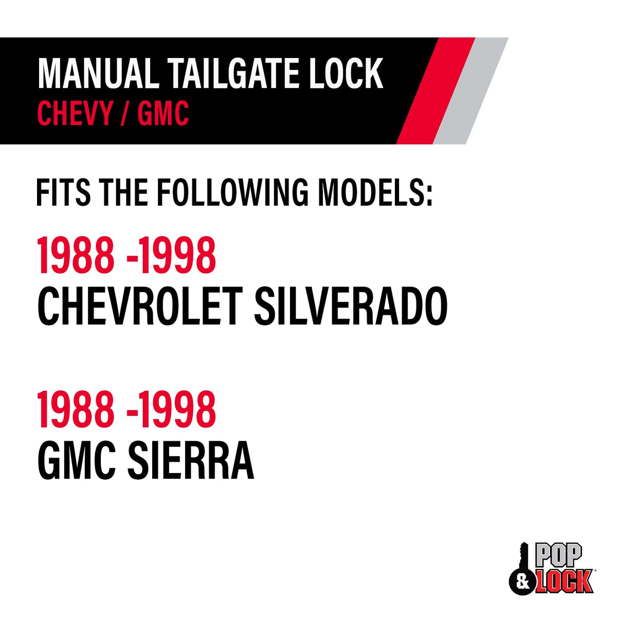POPNLOCK LLC PL1050 Pop & Lock  Black Manual Tailgate Lock for Chevy/GMC Truck & Exterior