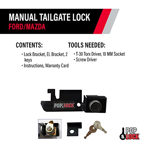 POPNLOCK LLC PL2310 Pop & Lock – Manual Tailgate Lock for Ford F150, Fits 1987 to 1996 ...