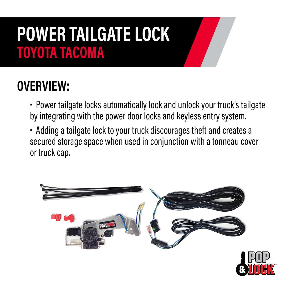 POPNLOCK LLC PL8521 Pop & Lock – Power Tailgate Lock for Toyota Tacoma, Fits Models 200...