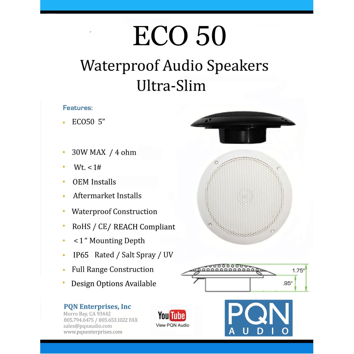 PQN ENTRPRIS ECO504W 1PR 5' SPEAKERS WHITE