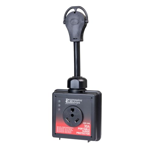 PROGRESSIVE SSP-30X Industries Portable RV Smart Surge Protector, Black, 30 Amp RV & Camper