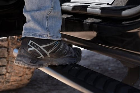 RAPTOR 2203-0366BT Series Running Boards Steps 5in OEM Style Full Tread Black Aluminum...