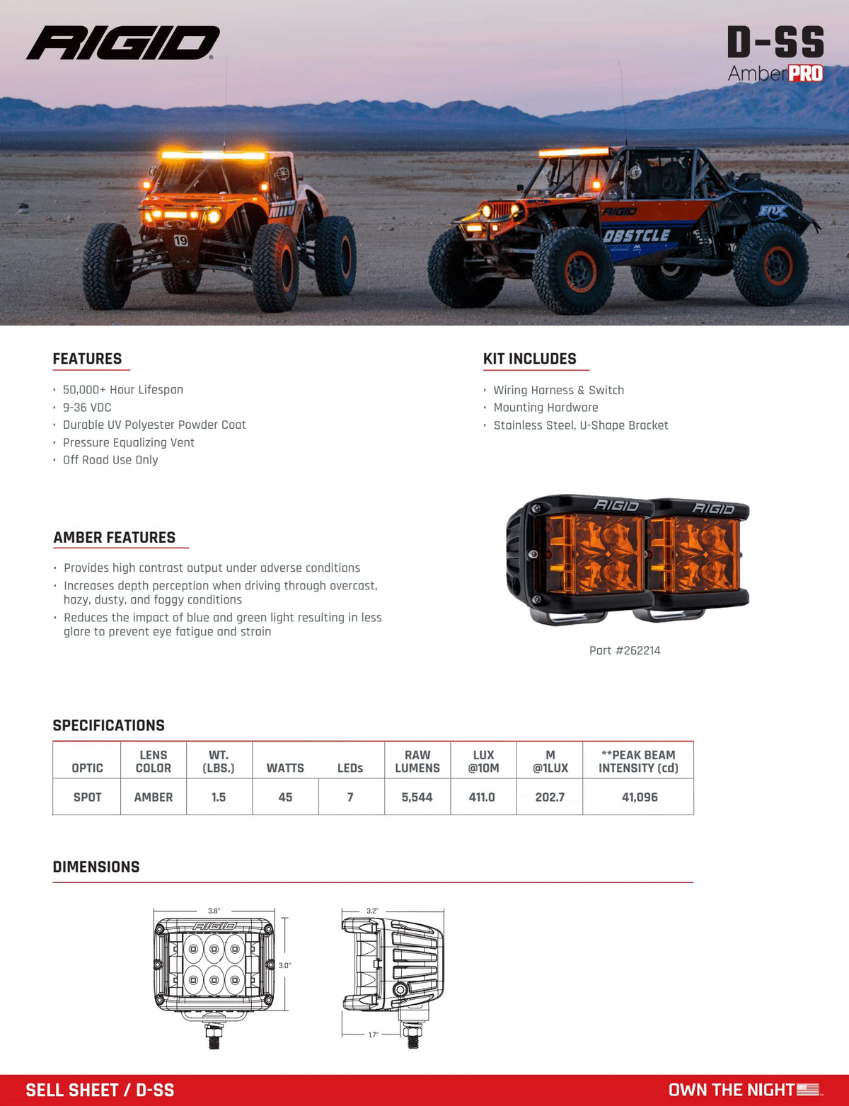 RIGID IND 32189 USTRIES -D-SS_Amber-Cover_Angle Truck & Exterior