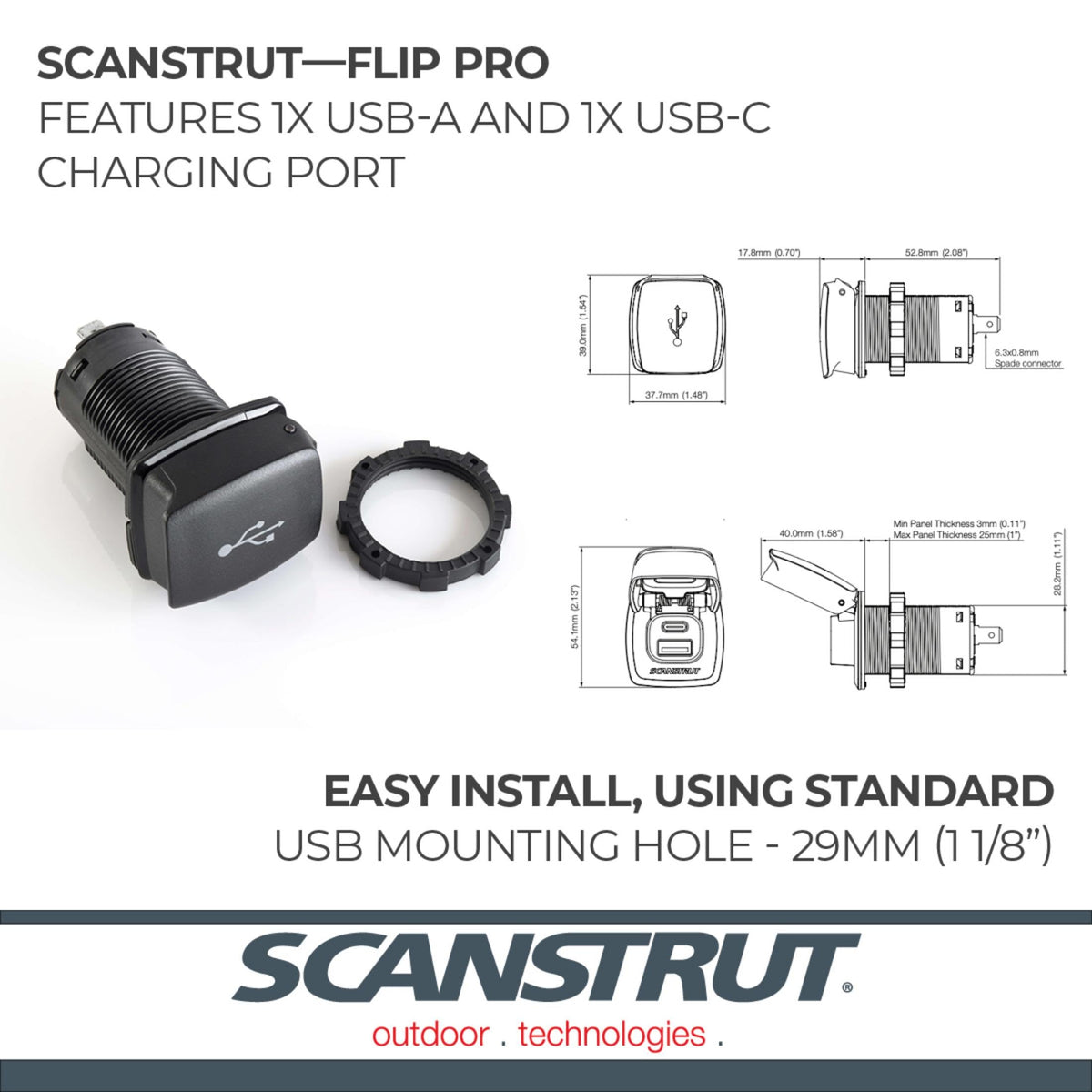 SCANSTRUT SC-USB-F1 SCUSBF1 FLIP PRO FAST CHARGE DUAL USB SOCKE Engine & Performance