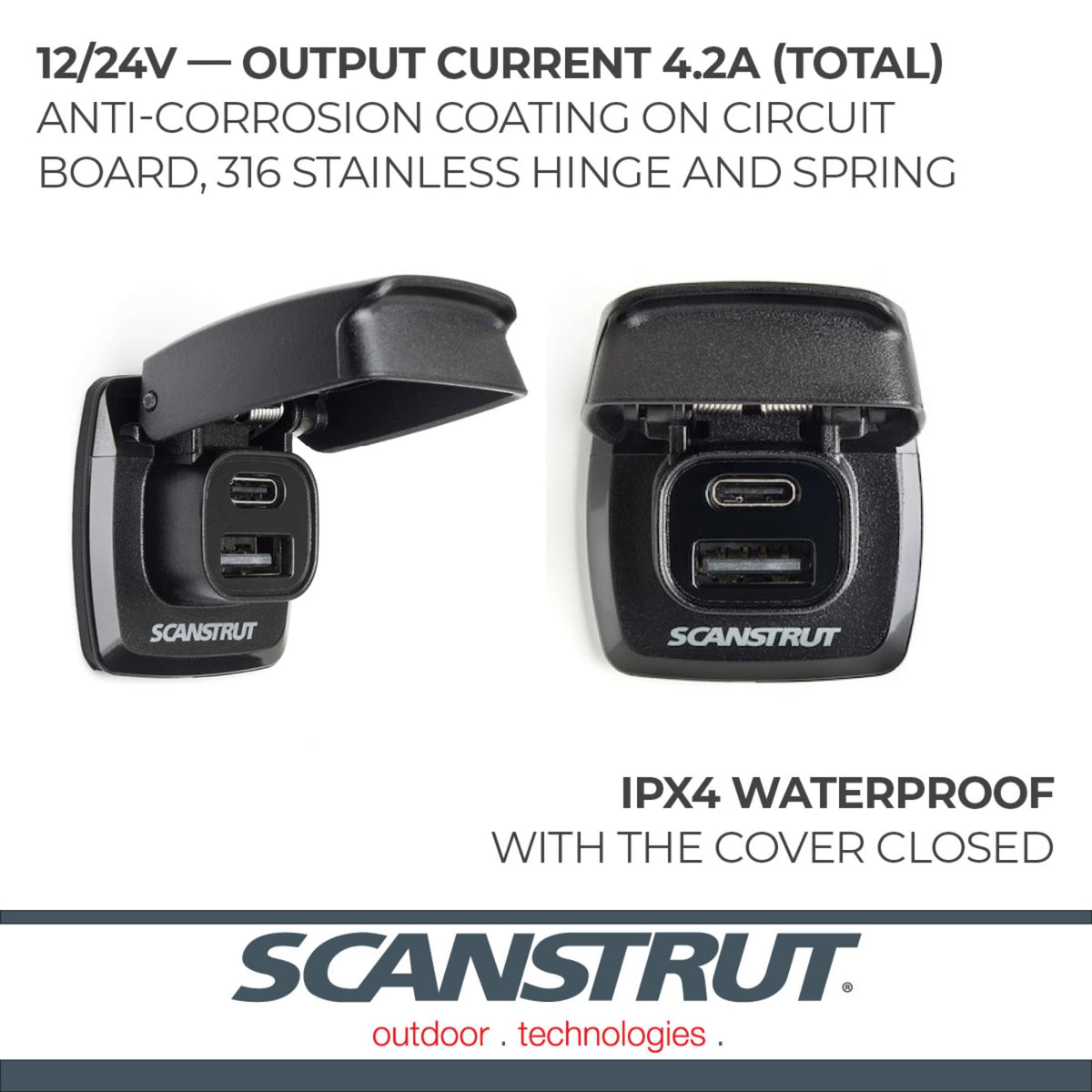SCANSTRUT SCUSBF1 FLIP PRO FAST CHARGE DUAL USB SOCKE