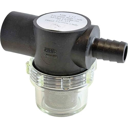 SHURFLO 255-323 by Pentair Twist-On Water Strainer - 1/2 Barb Inlet - Clear Bowl RV & Camper