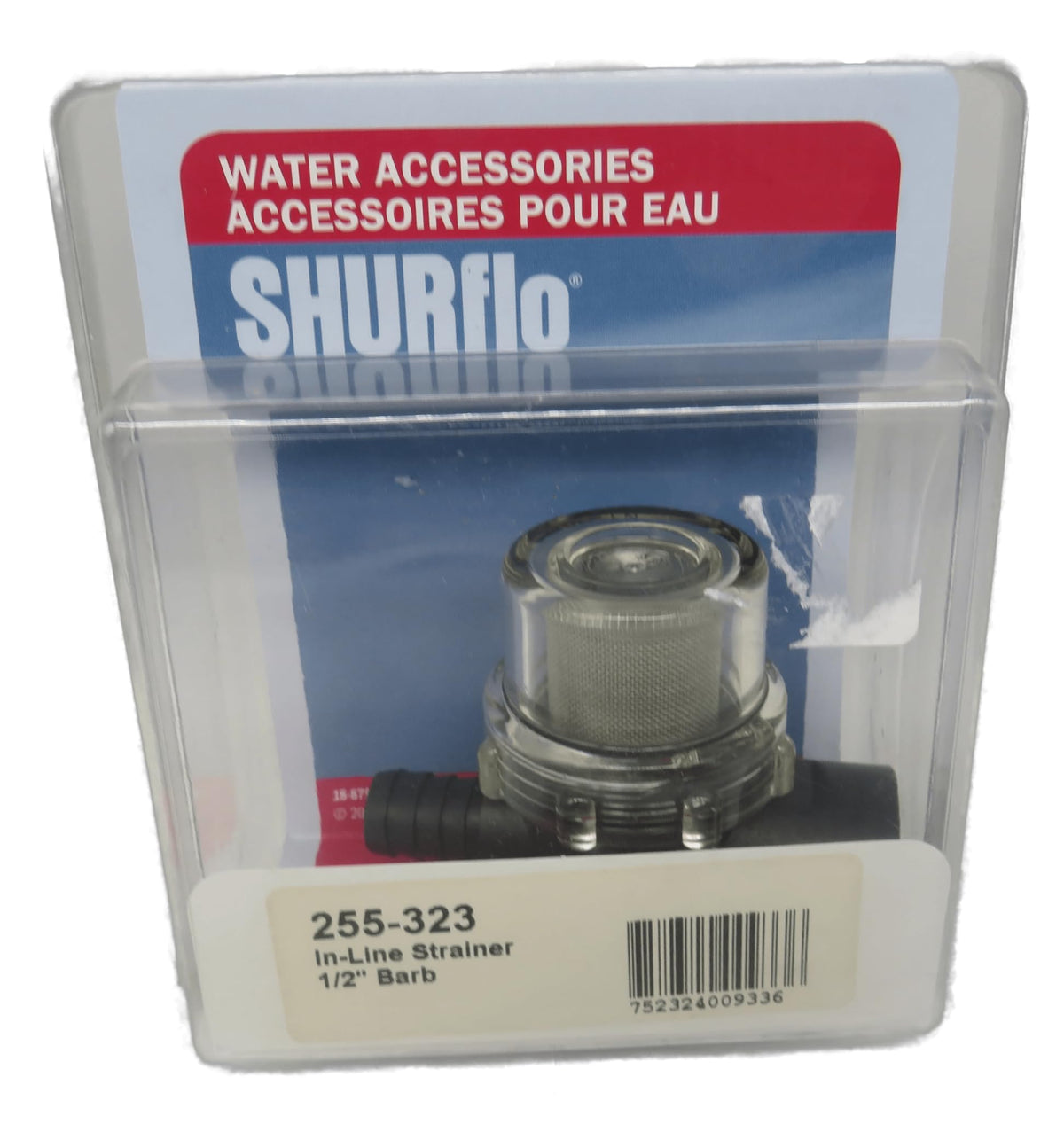 SHURFLO 255-323 by Pentair Twist-On Water Strainer - 1/2 Barb Inlet - Clear Bowl RV & Camper