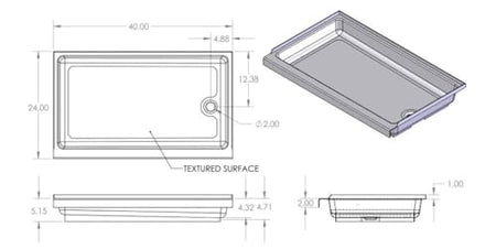 S.RECREATION SP2440WL SHOWER PAN 24 X 40 WHITE