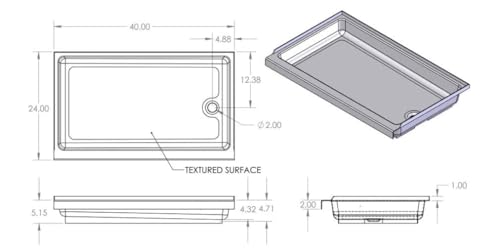 S.RECREATION SP2440WL Specialty Recreation Shower Pan 24 X 40 White- Left Hand Drain RV & Camper