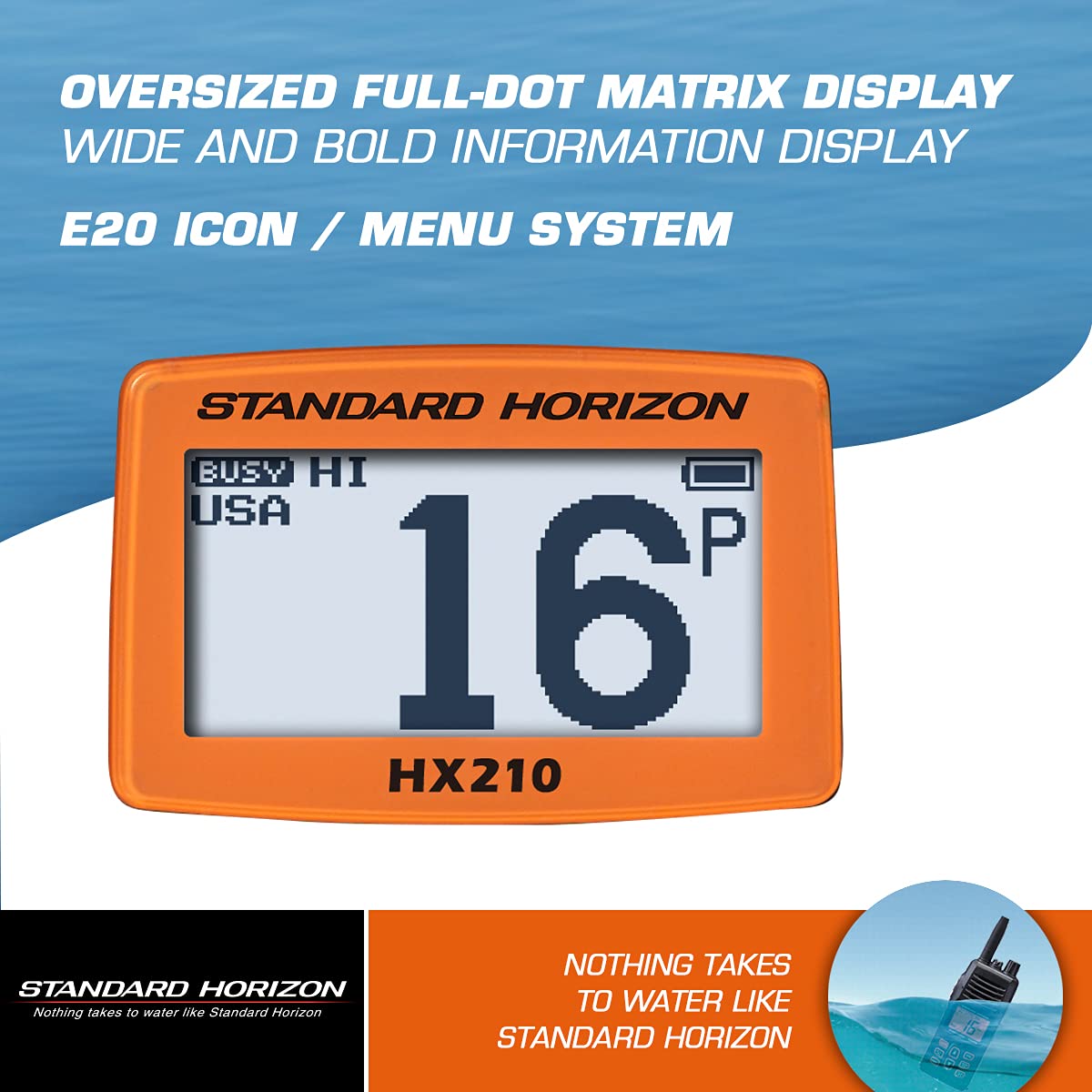 STANDARD HX210 Horizon 6W Floating Handheld Marine VHF Transceiver