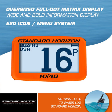 STANDARD HX40 VHF-HH 6W ULTRA COMPACT W/FM RCVR.