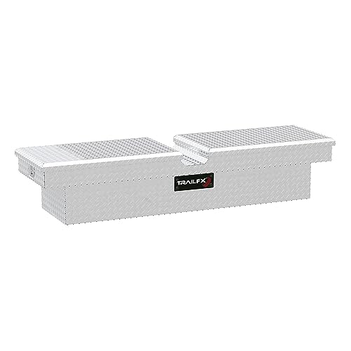 Trailfx TrailFX Truck Tool Box Crossover Standard Single Lid Diamond Tread Bright Polished 16 Gauge Aluminum