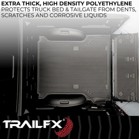 TRAILFX F8U99X Bed Liner , Drop-in, Under Rail, Black, High-Density Polyethylene, ...