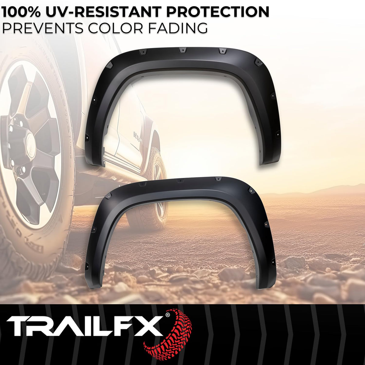 Trailfx TrailFX TFT3004S Pocket Fender Flares Fits 2022-2025 Toyota Tundra Smooth Black Paintable 1.75"