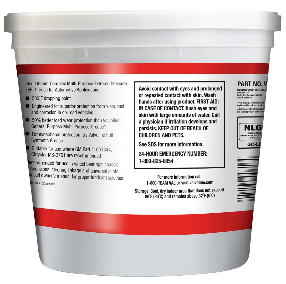 VALVOLINE VV616-EA Multi-Vehicle High Temperature Red Grease 4 LB Tub Engine & Performance
