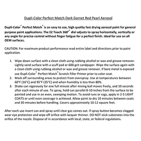 Dupli-Color Dupli-Color Perfect Match Premium Automotive Paint, Dark Garnet Red Pearl, 8 oz