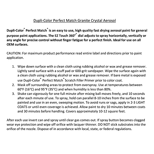 Dupli-Color Dupli-Color Perfect Match Premium Automotive Paint, Granite Crystal (M), 8 oz