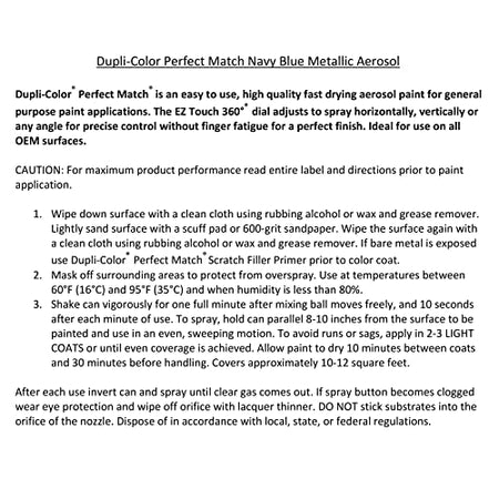 Dupli-Color Dupli-Color Perfect Match Premium Automotive Paint, Navy Blue (M), 8 oz