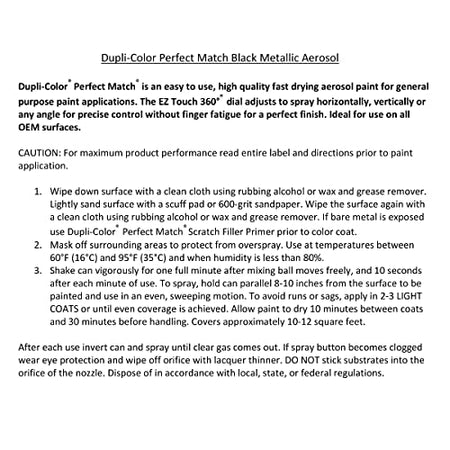 Dupli-Color Dupli-Color Perfect Match Premium Automotive Paint, Black (M), 8 oz