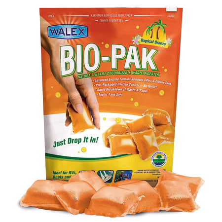 WALEX BIOTROPBG Bio-Pak Black Holding Tank Deodorizer & Waste Digester Drop-Ins - A... RV & Camper