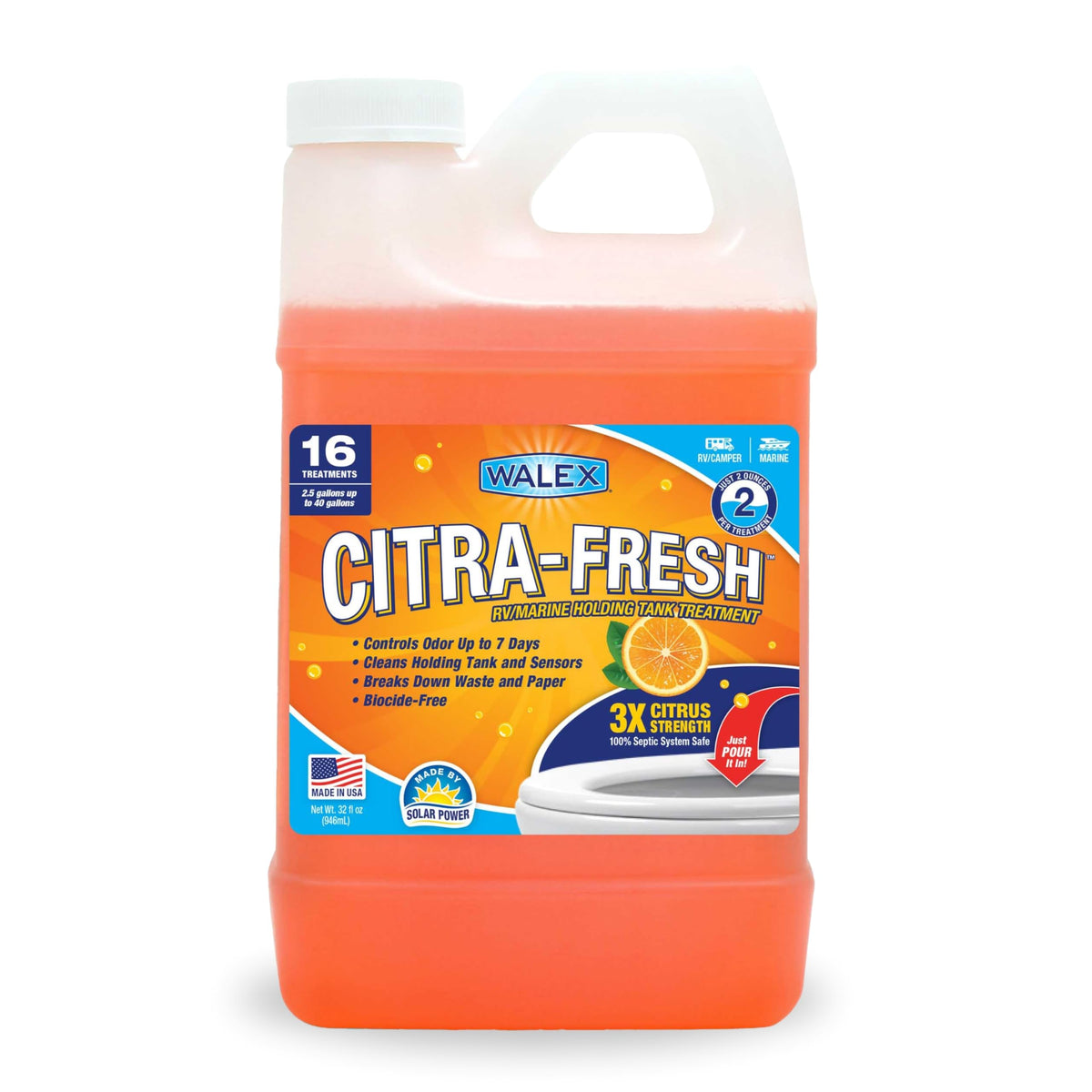 Walex Walex Citra-Fresh Liquid Holding Tank Treatment for RV, Camper & Marine - Black Water Tank Deodorizer