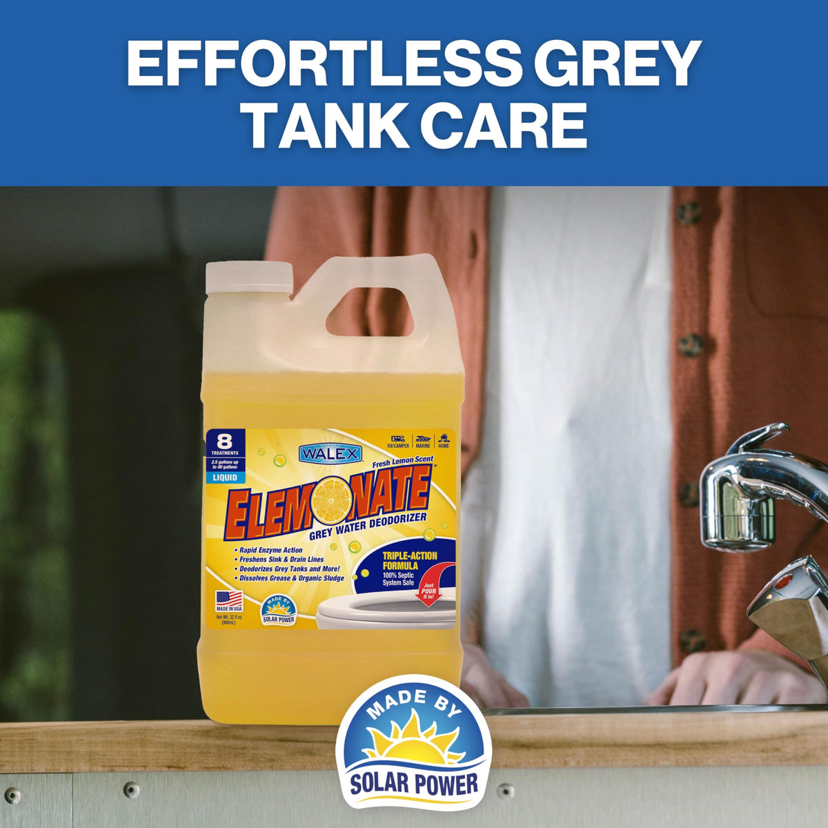 Walex Walex Elemonate Liquid Grey Water Deodorizer for RV, Camper & Marine - Dissolves Grease & Organic