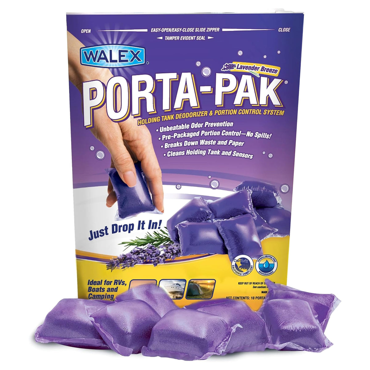 WALEX PPRVLAV Porta-Pak RV Toilet Treatment Drop-Ins - Lavender Breeze, 10-Pack RV & Camper