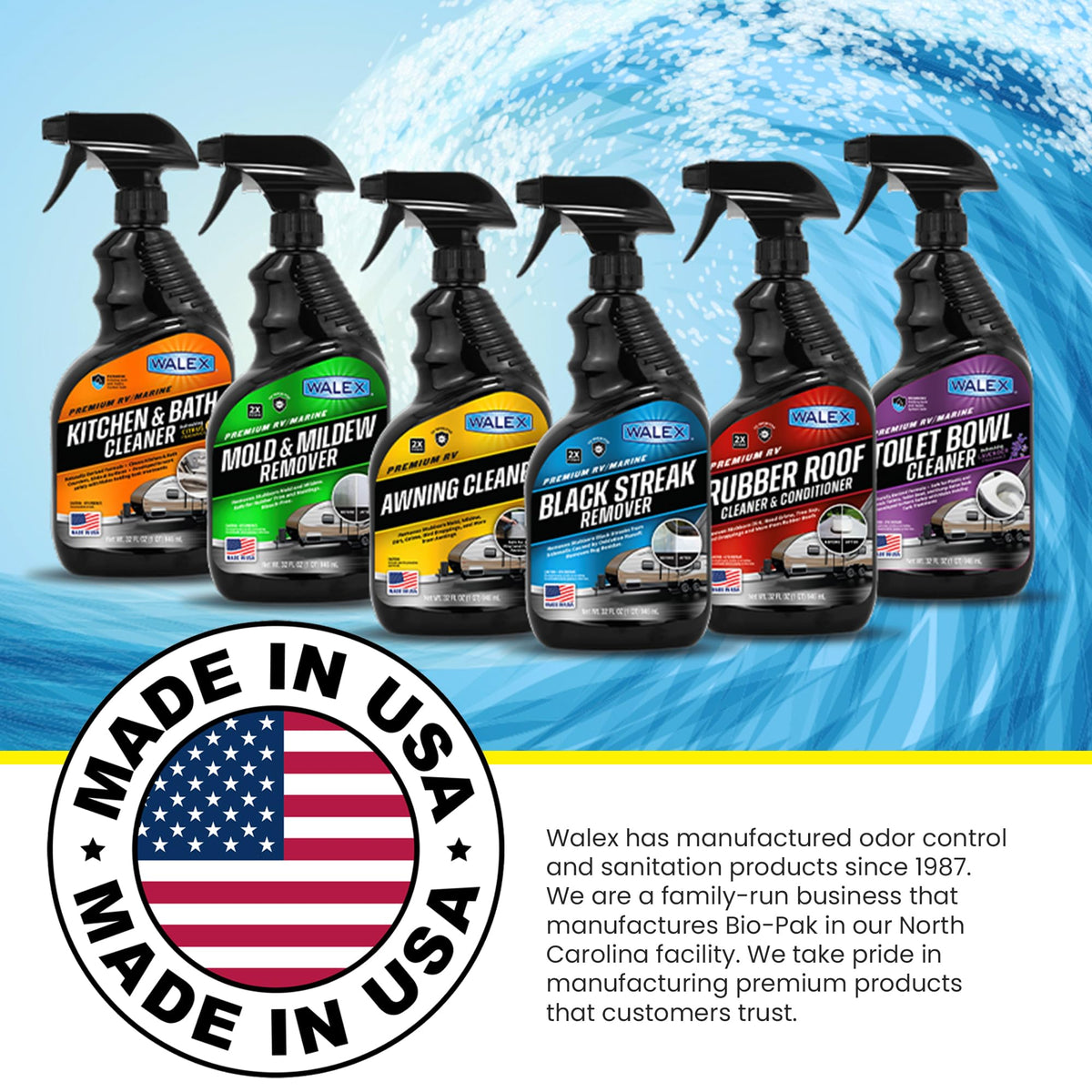 Walex Walex RV Rubber Roof Cleaner/Conditioner - Removes Dirt, Road Grime, Tree Sap, Bird Droppings & More,