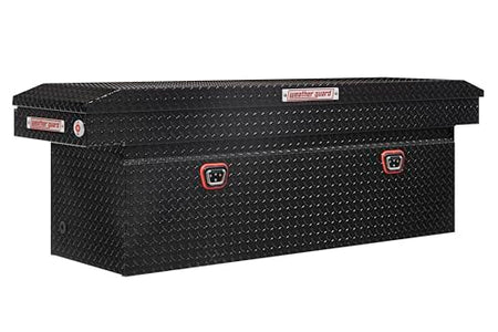 WEATHERGUARD 123-5-04 Weather Guard Model Saddle Box, Aluminum, Full Deep, Gloss Black, ...