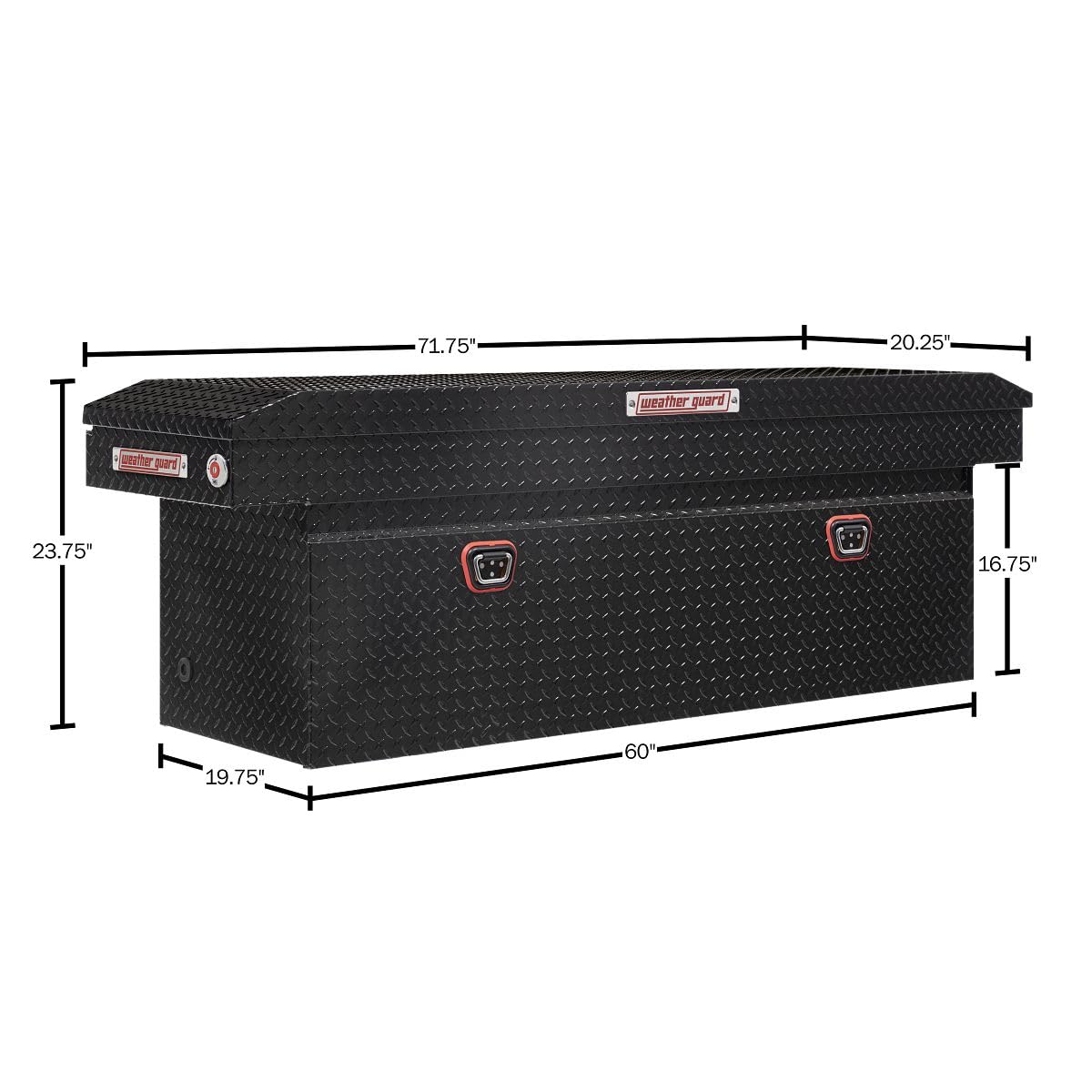 WEATHERGUARD 123-5-04 Weather Guard Model  Saddle Box, Aluminum, Full Deep, Gloss Black, ...