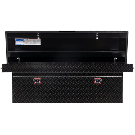 WEATHERGUARD 123-5-04 Weather Guard Model  Saddle Box, Aluminum, Full Deep, Gloss Black, ...