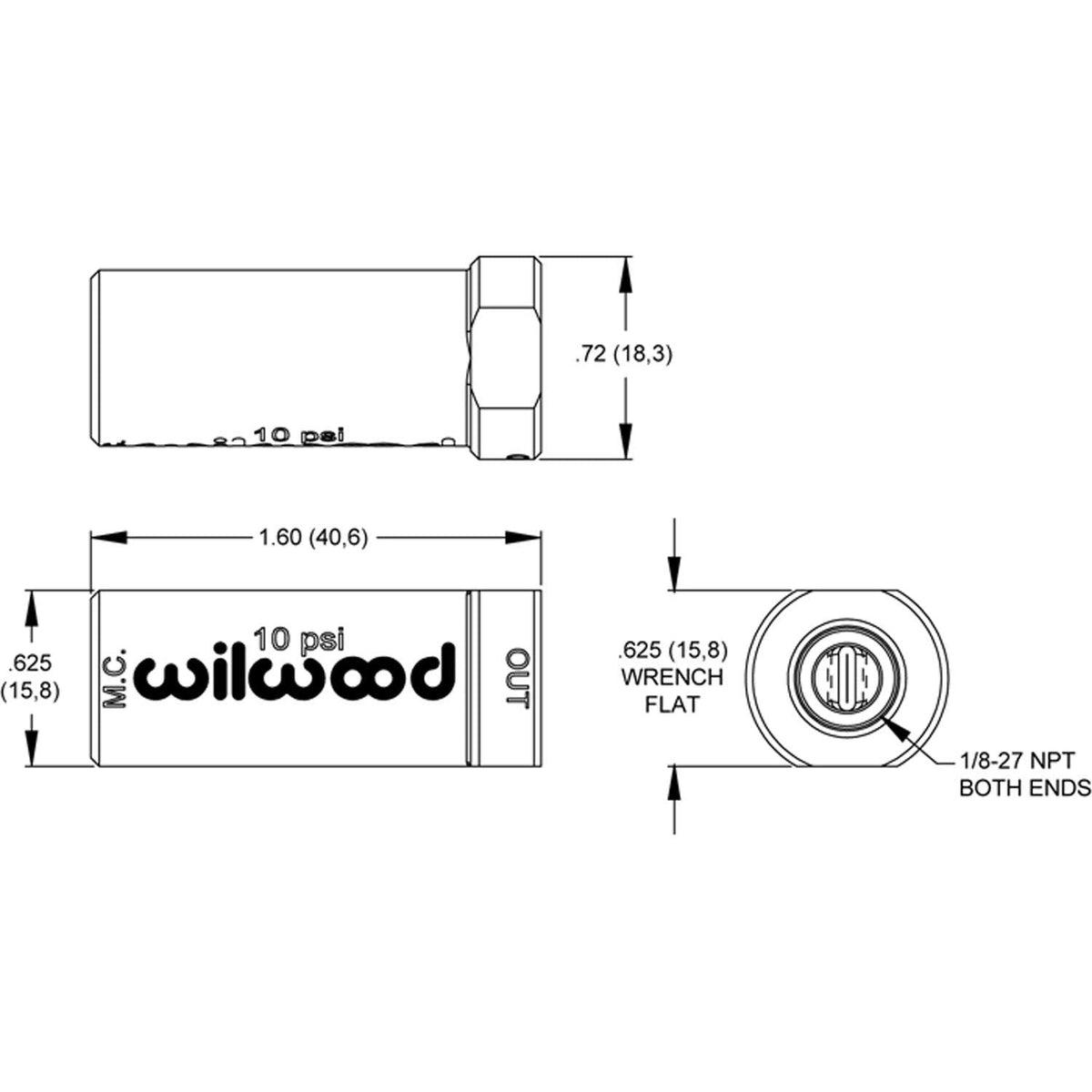 WILWOOD 26013784 KIT RPV 10LB INL RED W/FITTING KIT