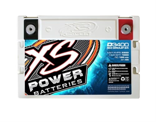 XS Power XS Power D3400 XS Series 12V 3,300 Amp AGM High Output Battery with M6 Terminal Bolt